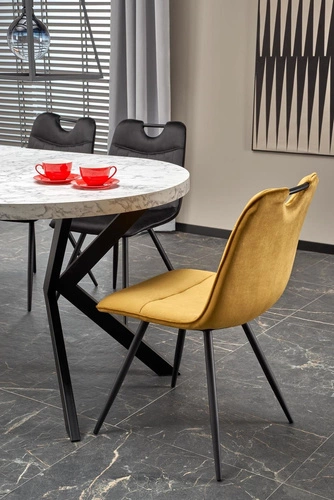 Rozkládací kulatý jídelní stůl Roni Intesi bílý mramor 100–250 cm moderní