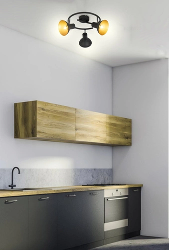 Spirálová stropní lampa Diso 3x40W E27 černá+zlatá