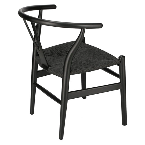 Dřevěná jídelní židle s područkami Wicker Color D2.DESIGN černá inspirovaná Wishbone