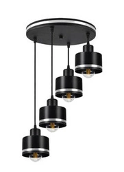 Závěsná lampa Wama černá 4x40W E27 stínidlo černá+stříbrná