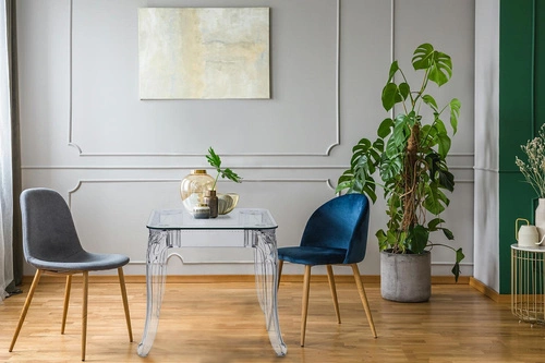 Skleněný čtvercový stůl Ghost 62x62 cm transparentní glamour do jídelny a kuchyně Intesi