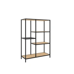 Loftový regál Altino 112 cm dub černý na knihy do obývacího pokoje