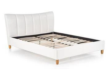 Čalouněná postel do ložnice Sany bílá 160x200 moderní dřevo s roštem