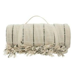 Bavlněný přehoz na postel Luisa 240x260 béžový s třásněmi moderní Atmosphera