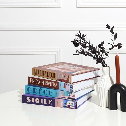 Dekorační krabička Grece Intesi modrá kniha klasická do obýváku a ložnice