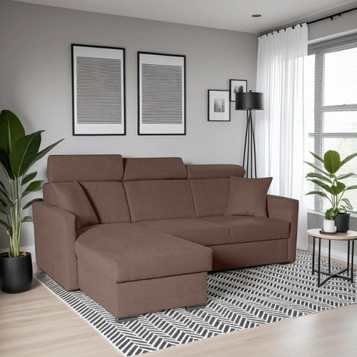 Moderní rohová rozkládací pohovka s úložným prostorem Mils hnědá do obýváku Intesi