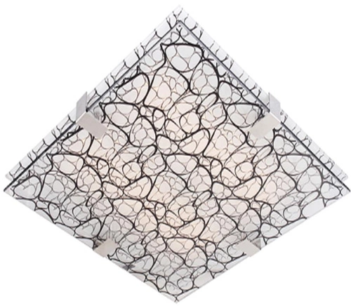 Stropní svítidlo čtvercové Fiera 40x40 bílé sklo do obýváku, ložnice a kuchyně