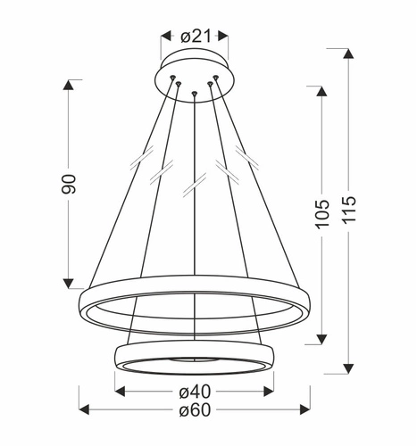 Závěsná lampa Hashim 60+40cm zlatá 22W+34W LED čiré krystaly