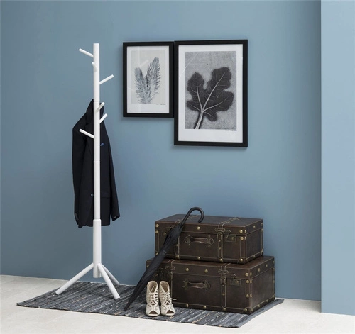 Bremen bílý dřevěný stojanový věšák do předsíně, 7 háčků, provensálský styl Actona