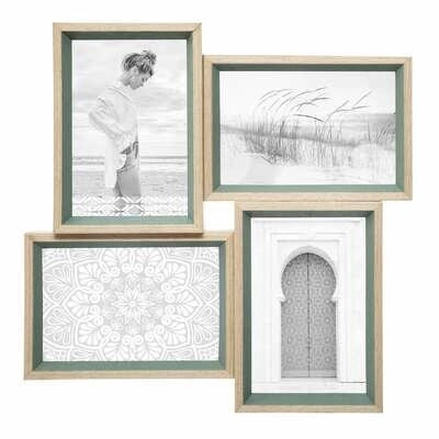 Závěsný zelený fotorámeček na 4 fotografie 10x15 Moly Atmosphera moderní MDF