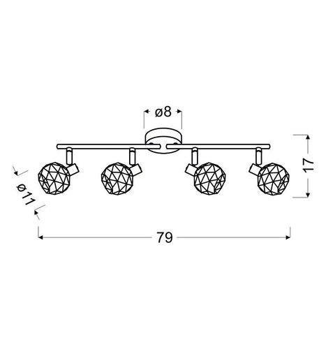 Stropní svítidlo Acrobat černo-zlaté nastavitelné 4bodové do obýváku a kuchyně