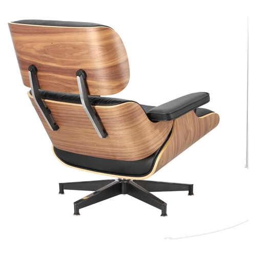 Odpočinkové křeslo do obýváku Vip Lounge Chair kožené černé s podnožkou moderní