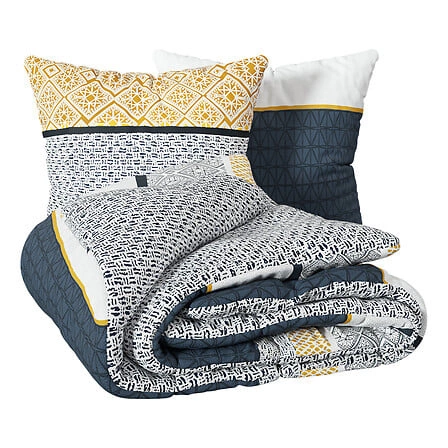 Komplet povlečení Etnik v proužky 260 x 240 cm modrý