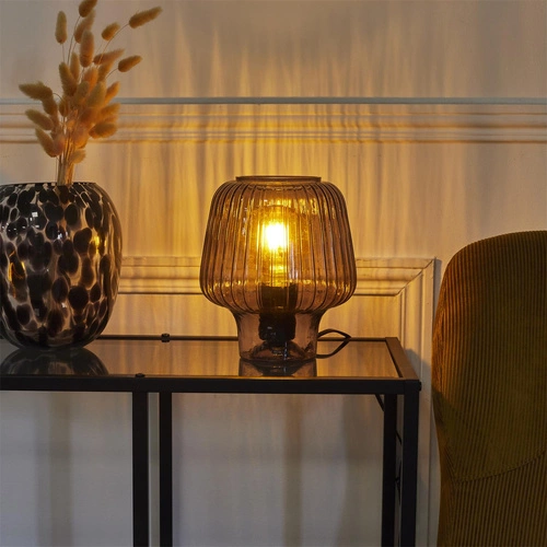 Stolní lampa Lasima kouřové sklo do obýváku a ložnice moderní glamour Intesi
