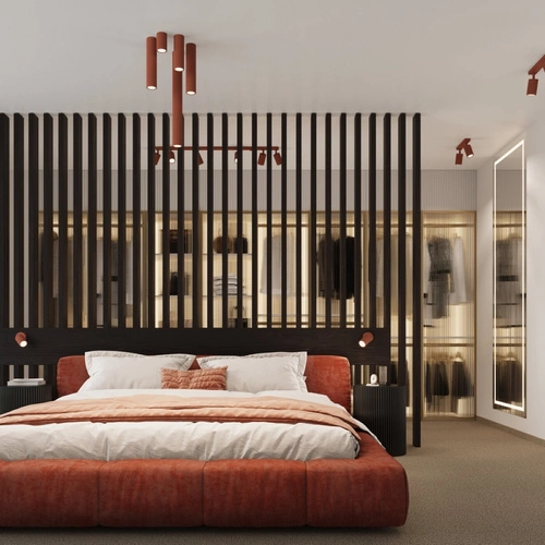 Stropní svítidlo KARBON 60 okrově červené do obývacího pokoje minimalistické hliníkové SOLLUX