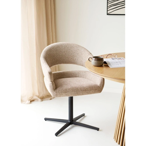 Jídelní otočná čalouněná židle Dover s područkami v pískovém melíru