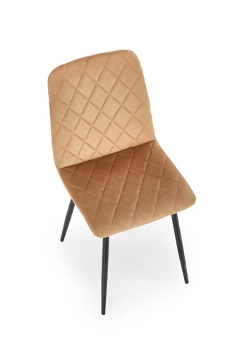 Jídelní židle Uferyn béžová čalouněná samet moderní prošívaná na černých nohách