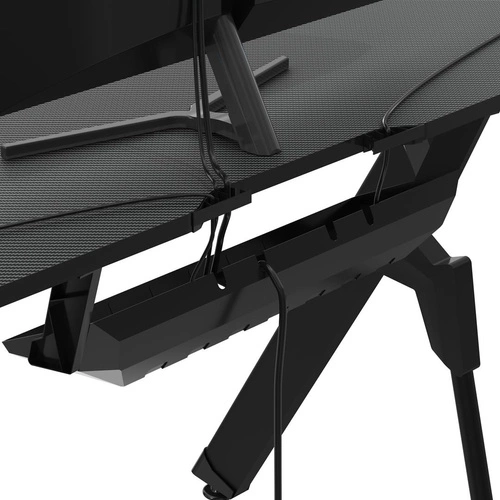 Herní stůl Falcon 1.4 černý moderní s držákem na sluchátka a USB stojanem Intesi