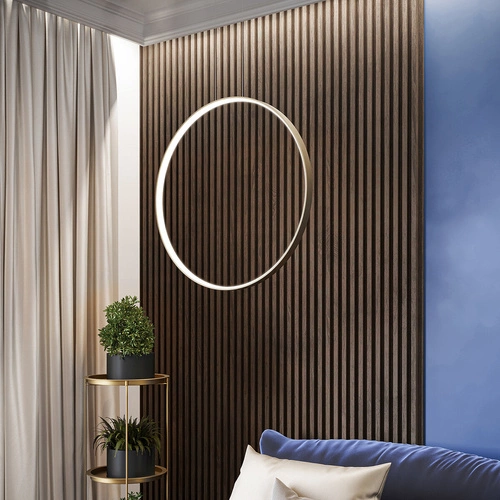 Závěsné LED svítidlo RIO 55 moderní zlaté do obýváku a jídelny průměr 55 cm