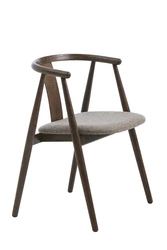 Moderní čalouněná jídelní židle Relate béžová s područkami dřevěná