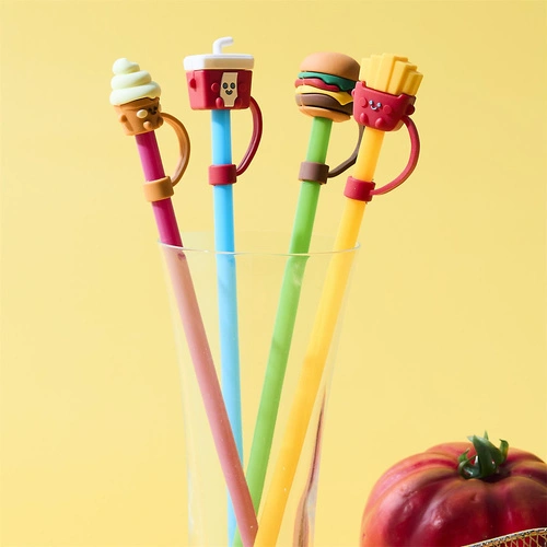 Intesi sada 4 barevných opakovatelných brček na nápoje Fast Food 24 cm