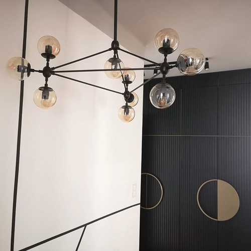 Závěsné svítidlo koule ASTRIFERO-15 jantarová černá 110 cm do obýváku a jídelny