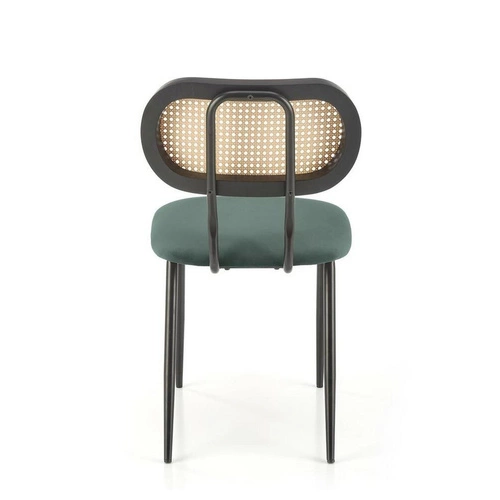 Čalouněná velurová židle Sophie zelená do jídelny a obýváku moderní na černých nohách