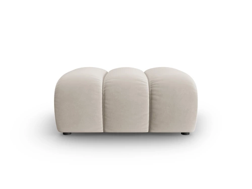 Sametový béžový čtvercový taburet Lupine do obýváku a ložnice glamour voděodolný 87x90 cm