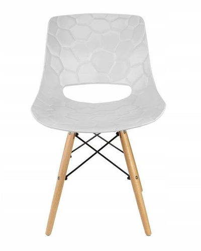 Sada 2 bílých skandinávských jídelních židlí s dřevěnými nohami Tortuga