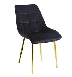 Čalouněná sametová židle Poly Intesi černá se zlatými nohami do jídelny a obýváku