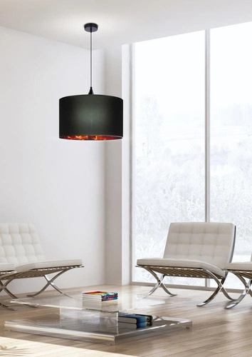 Závěsné svítidlo Long černé se zlatým stínidlem do obývacího pokoje, moderní, výškově nastavitelné, 30 cm