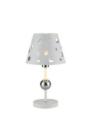Noční stolní lampa glamour Batley bílá s látkovým stínidlem Ledea do ložnice a obýváku 44 cm