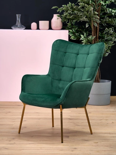 Křeslo Cabres tmavě zelené/zlaté