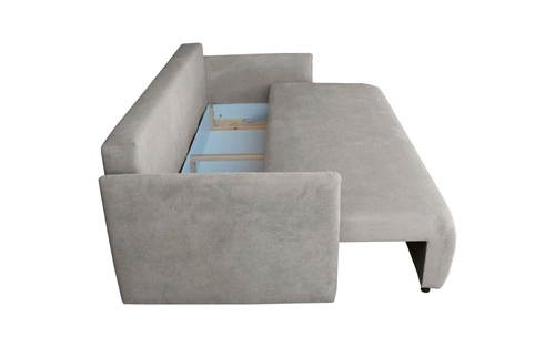 Rozkládací pohovka s funkcí spaní Mondel světle šedý manšestr 3místná s úložným prostorem do obýváku