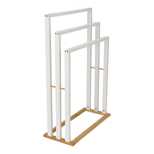 Stojanový bambusový věšák na ručníky 5five simply smart boho bílý 3 ramena