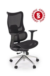 Ergonomická kancelářská židle Percas černá síťovaná otočná s nastavením Intesi do kanceláře