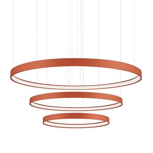 Moderní červený LED lustr RIO 3, nastavitelný nad stůl, do obývacího pokoje nebo kuchyně, 110 cm