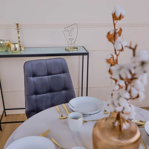 Jídelní židle Pilo šedá sametová čalouněná glamour se zlatými nohami Intesi