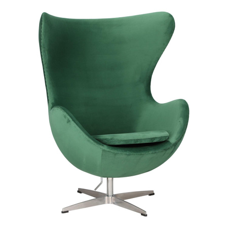 Křeslo Egg Velvet green / stříbrný podstavec