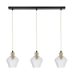 Závěsné svítidlo Greniko moderní černé tříbodové skleněné do obýváku a jídelny