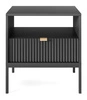 Černý noční stolek s drážkováním a zásuvkou 54 cm glamour na vysokých nohách Intesi Delicious