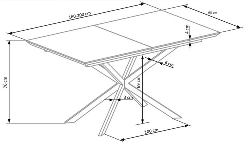 Rozkládací jídelní stůl Crosser bílý mramor moderní keramická deska 160-200 cm Intesi