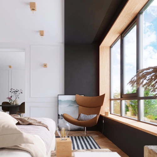 Dřevěné čtvercové stropní svítidlo Ariz Sollux moderní do obývacího pokoje, kuchyně a ložnice 10x10 cm