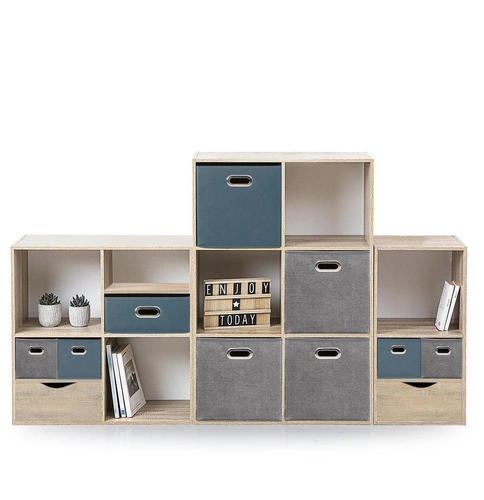 Modulární knihovna Kali přírodní moderní do obýváku a kanceláře 67,5 cm 2 police