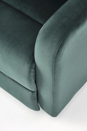 Rozkládací křeslo do obýváku Veral zelený samet moderní s funkcí spaní a houpání Intesi