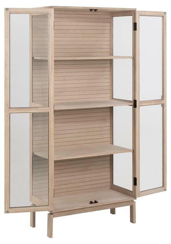 Skandinávská dubová knihovna Linley s prosklenou vitrínou, dřevěná do obýváku Actona