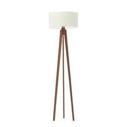 Stojací lampa trojnožka Miami Lysne dřevěná s ecru stínidlem do obýváku na míru