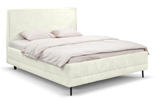 Čalouněná postel Foggy 140x200 béžová s úložným prostorem skandinávská do ložnice