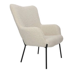 Moderní bílý křeslo ušák do obýváku čalouněné boucle s područkami Intesi