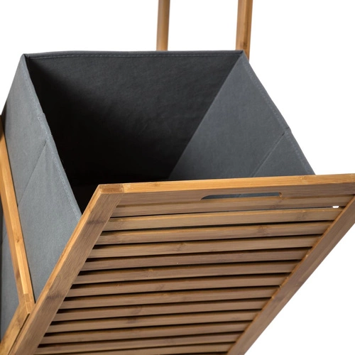 5five simply smart Bambusový koupelnový regál s košem na prádlo boho skandinávský 118 cm